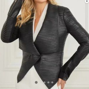 Marciano Black Shayna Drape Leather Jacket